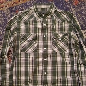 Old Navy Green Plaid Button down